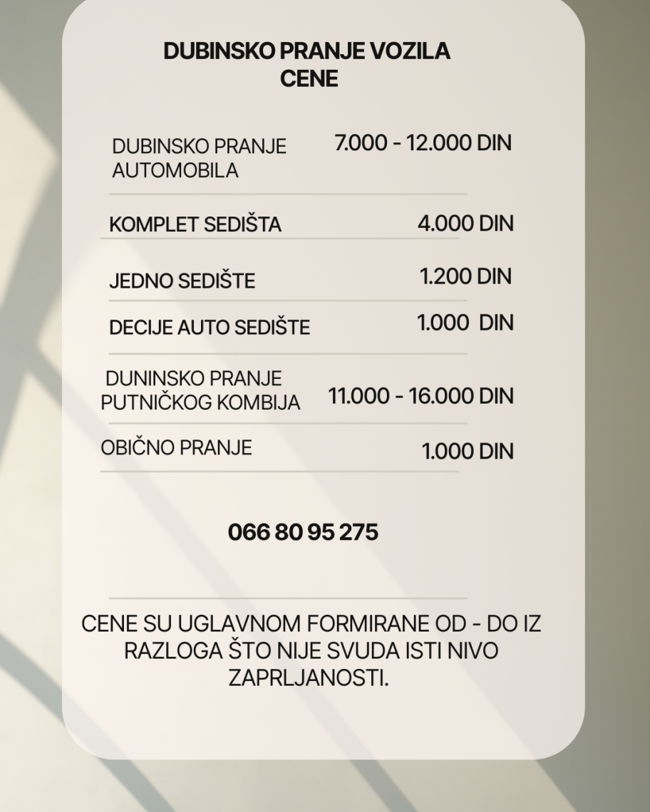 Dubinsko pranje namestaja auta