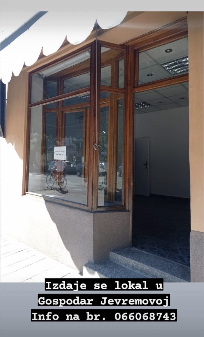 Izdaje se lokal u Gospodar Jevremovoj, Sabac