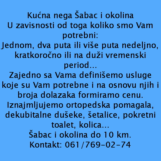 Kućna nega Šabac i okolina