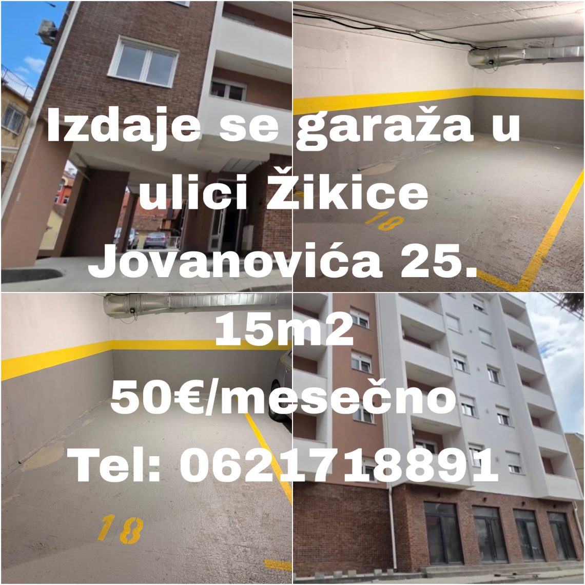 Izdaje se garaža u ulici Žikice Jovanovića 25